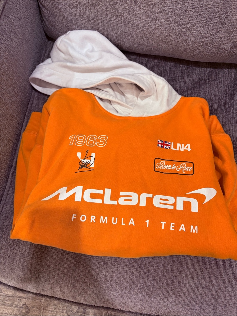 abercrombie kids Orange and White McLaren Hoodie